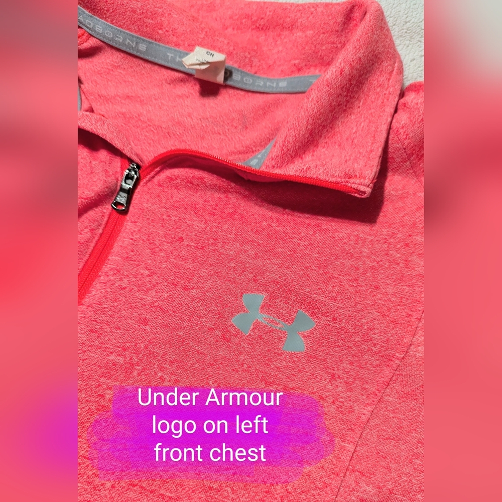 Size Sm Under Armour EUC Vibrant Peachy 1/2 Front zip long sleeve pullover - Picture 8 of 14